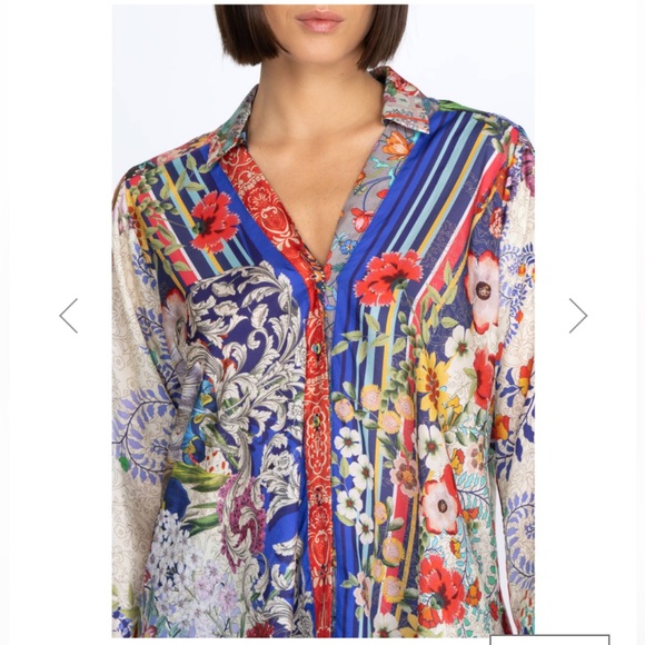 WILD LILLAI BLOUSE Johnny Was Silk Top XXS 00 - Picture 4 of 6